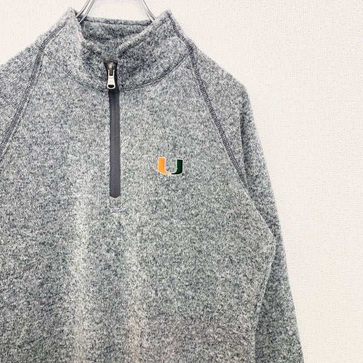 Champion　チャンピオン　長袖ハーフジップスウェット　ハイネックトレーナー　ポイント刺繍　グレー　灰色　Mサイズ　古着