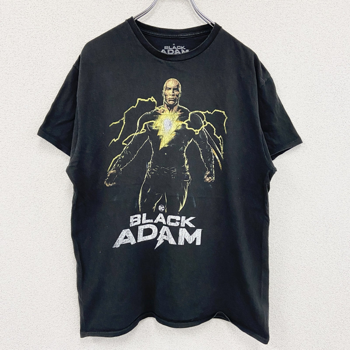 BLACK ADAM　ブラックアダム　半袖プリントTシャツ　アメリカンコミックT　黒　ブラック　Lサイズ　古着