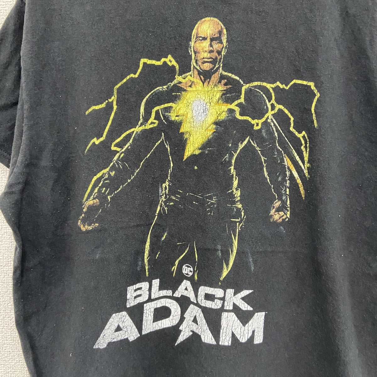 BLACK ADAM　ブラックアダム　半袖プリントTシャツ　アメリカンコミックT　黒　ブラック　Lサイズ　古着