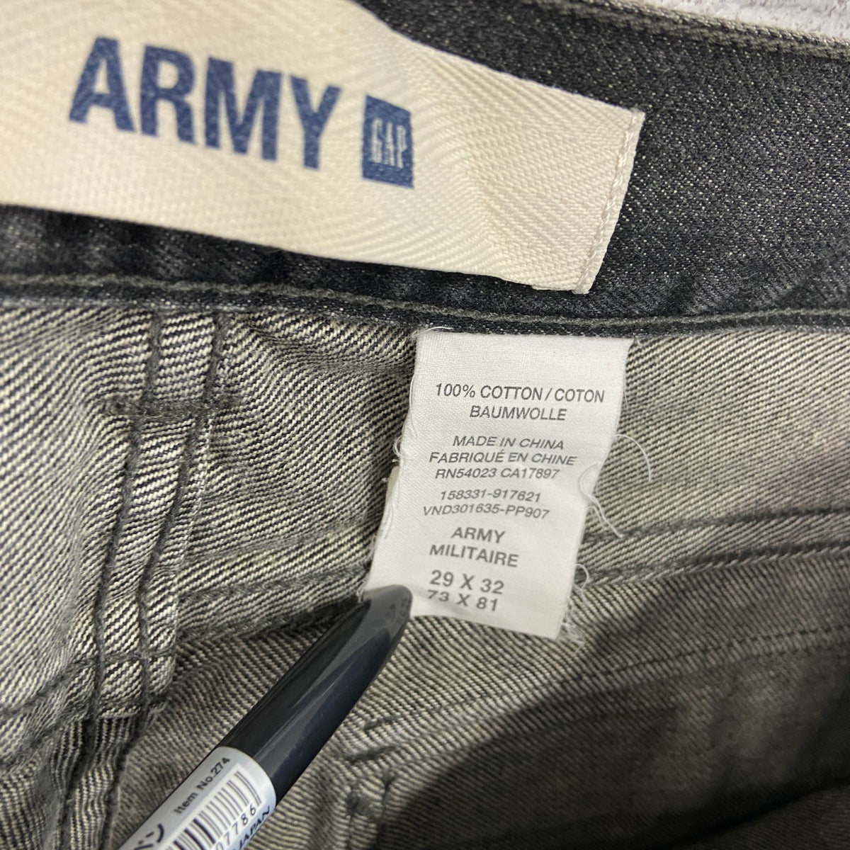 GAP ARMY　ギャップアーミー　デニムパンツ/ジーンズ　ジップフライ　ミリタリー　フェード　黒　ブラック　29サイズ　古着