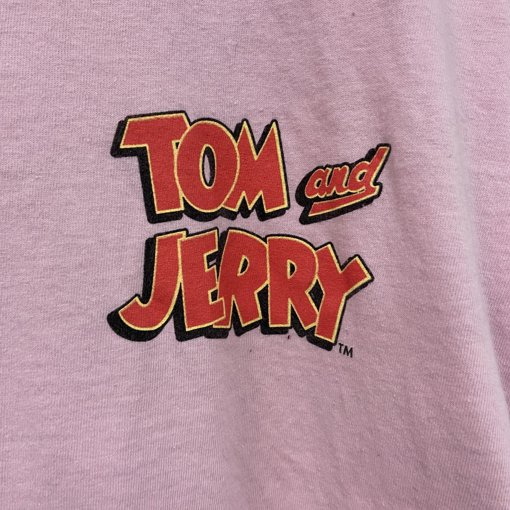 TOM and JERRY　トムとジェリー　半袖プリントTシャツ　アニメT　両面プリント　ピンク　Lサイズ　古着