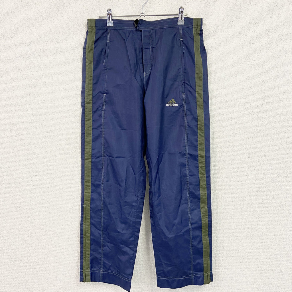 90s　adidas　アディダス　トラックパンツ/ジャージパンツ　リップストップ　パフォーマンスロゴ　ヴィンテージ　紺　ネイビー　Mサイズ　古着