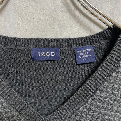 古着 used　IZOD アイゾッド　Vネックニットベスト　セーター　千鳥柄　オーバーサイズ　ビックシルエット　XXLサイズ