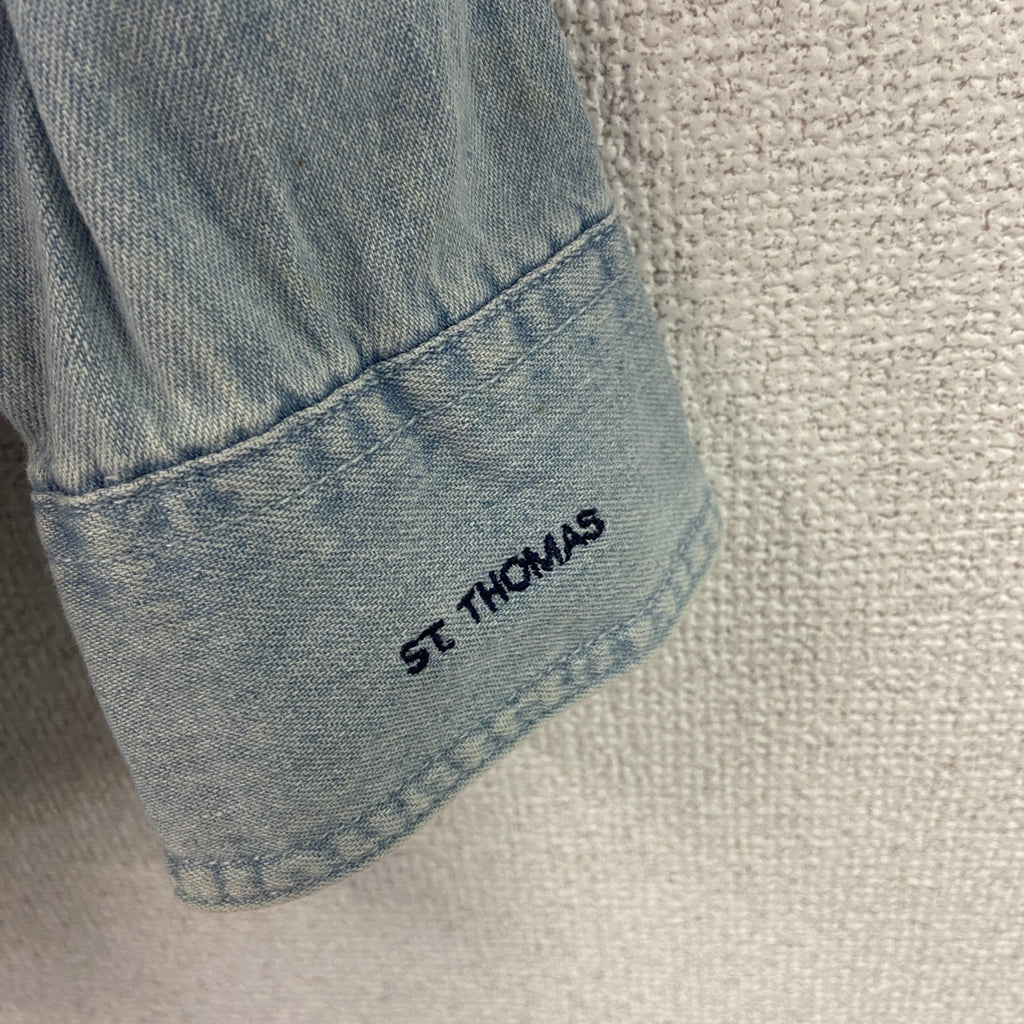 90s～　Hard Rock　ハードロック　長袖デニムシャツ　ヴィンテージ　刺繍デザイン　インディゴ　Mサイズ メンズ コットン 古着