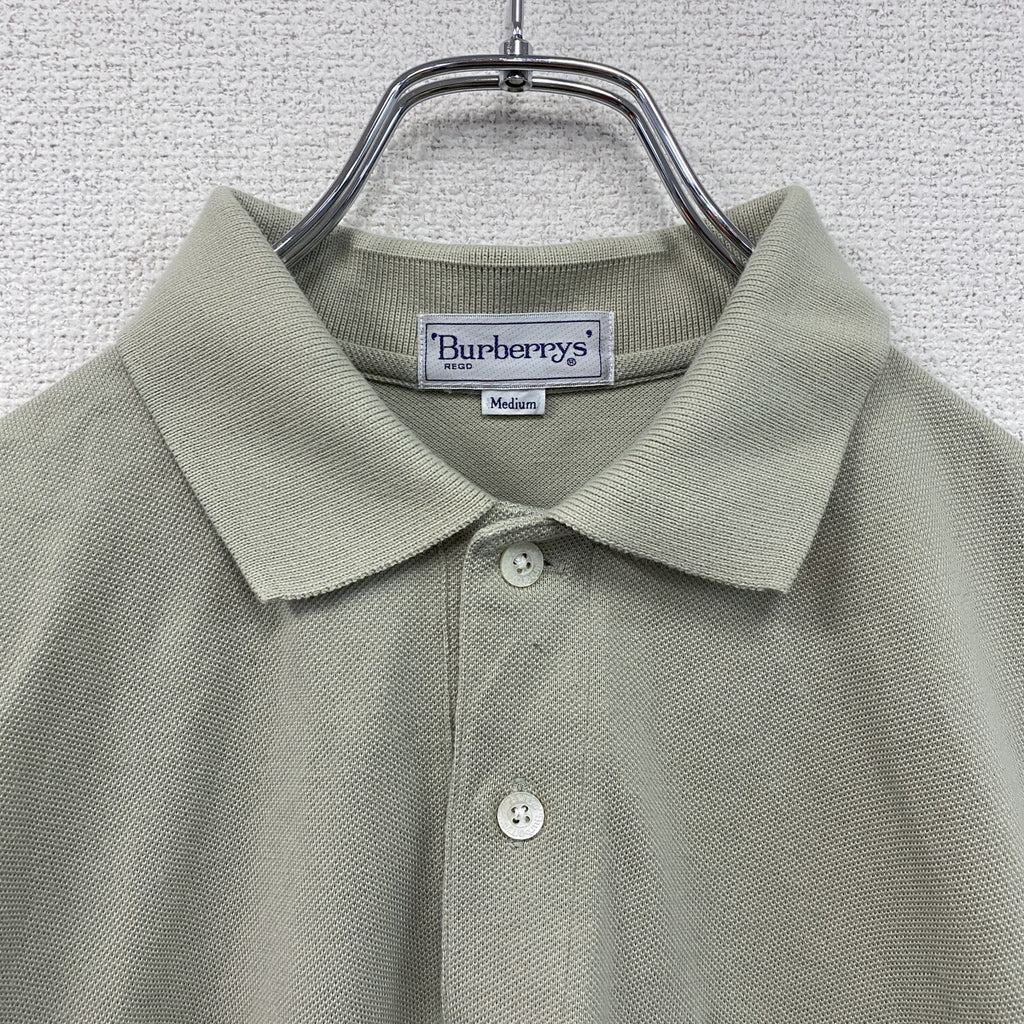 Burberrys REGD　バーバリーズ　半袖ポロシャツ　刺繍ロゴ　ワンポイント　グレージュ　Mサイズ　古着
