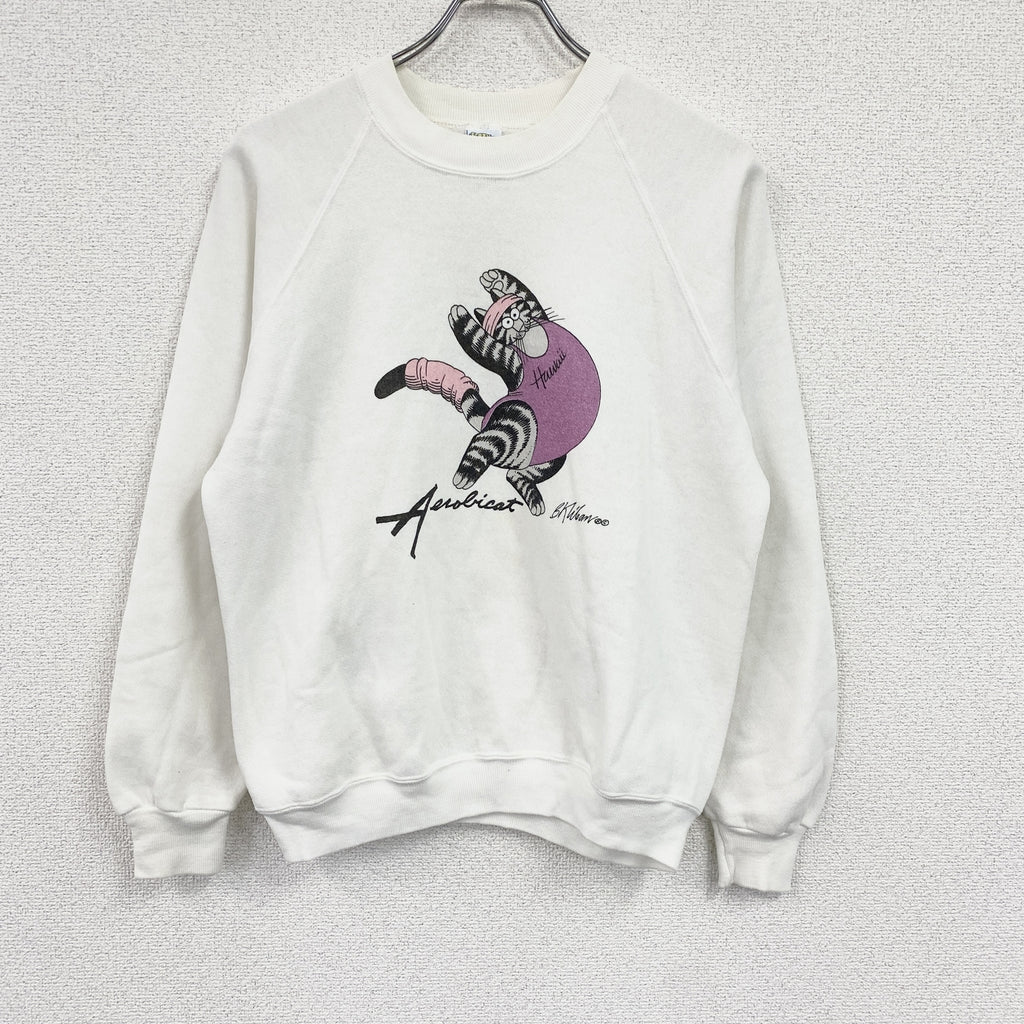 80s～　Crazy Shirts　クレイジーシャツ　スウェット/トレーナー　ラグランスリーブ　ヴィンテージ　白　ホワイト　Mサイズ スウェットトップス メンズ コットン 古着
