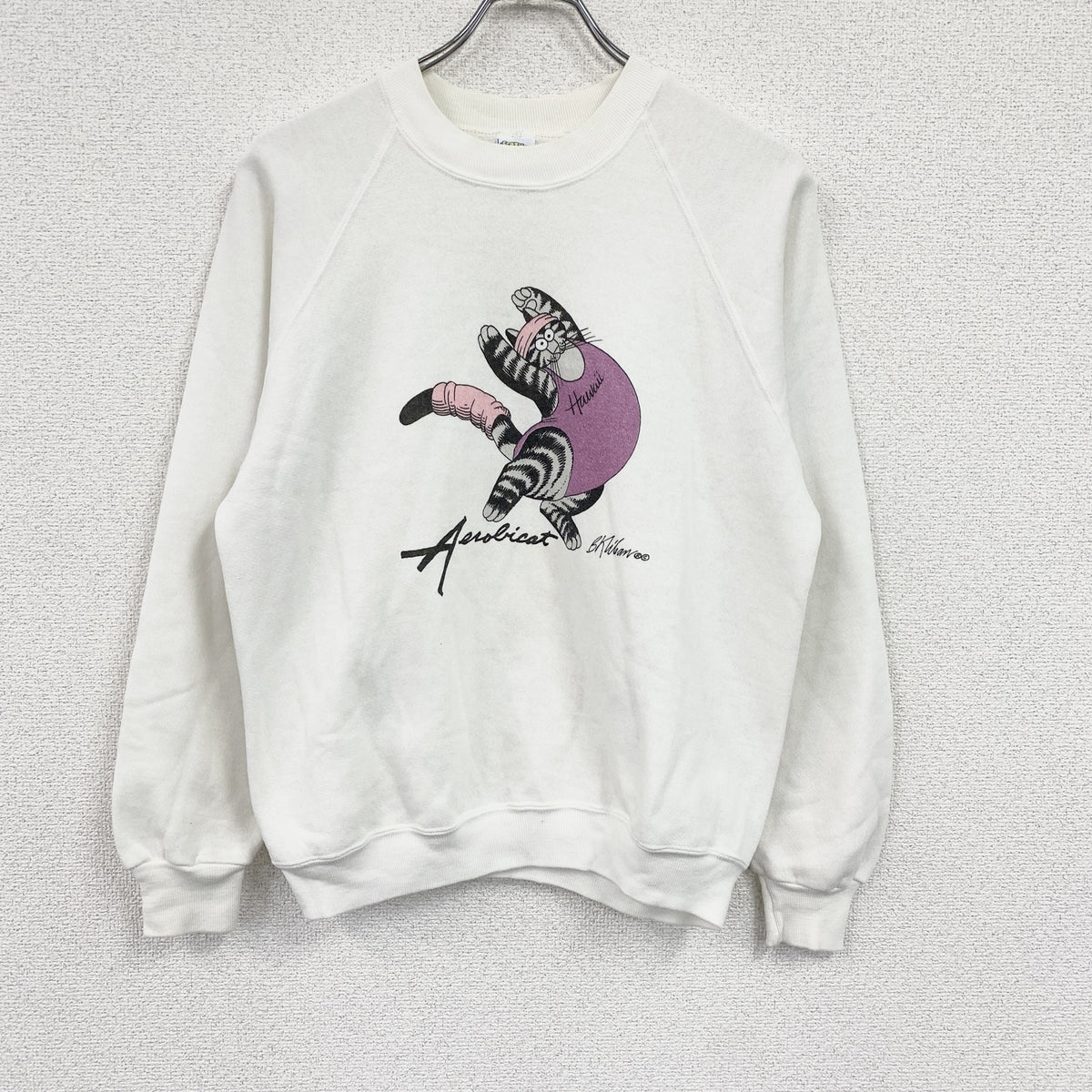80s～　Crazy Shirts　クレイジーシャツ　スウェット/トレーナー　ラグランスリーブ　ヴィンテージ　白　ホワイト　Mサイズ スウェットトップス メンズ コットン 古着