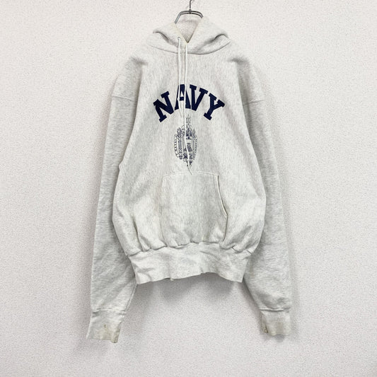 90s　U.S. NAVAL ACADEMY STORE　スウェットパーカー/フーディー　NAVY　霜降りグレー　