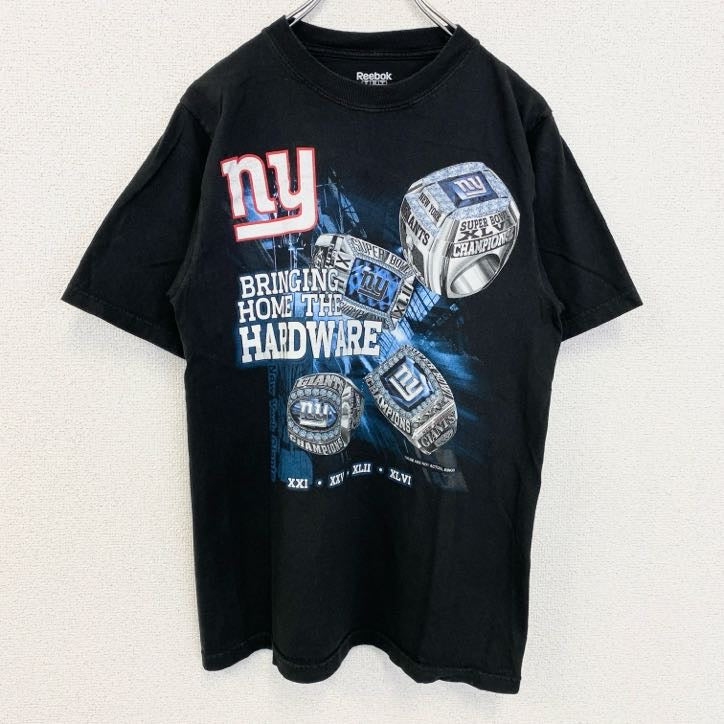 Reebok　リーボック　半袖クルーネックプリントTシャツ　スーパーボウル　黒　ブラック　Sサイズ　古着