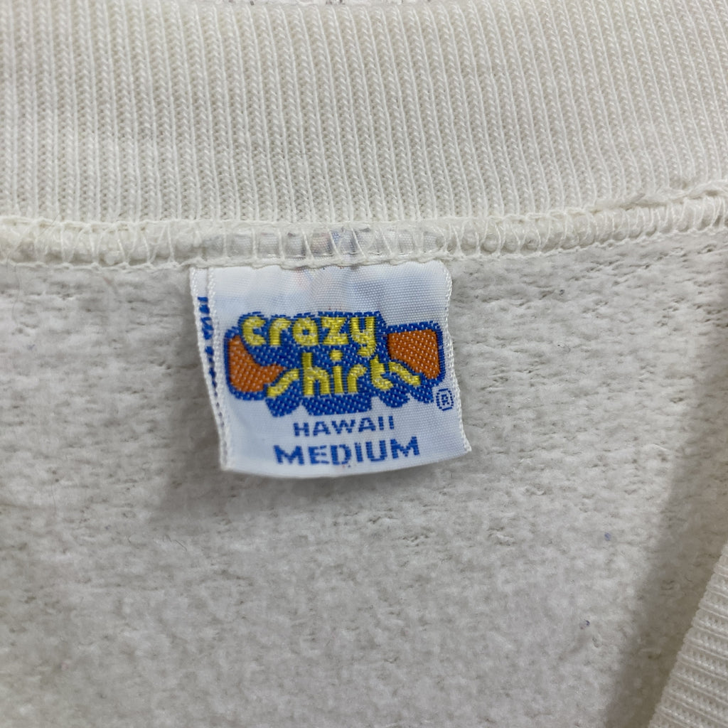 80s～　Crazy Shirts　クレイジーシャツ　スウェット/トレーナー　ラグランスリーブ　ヴィンテージ　白　ホワイト　Mサイズ スウェットトップス メンズ コットン 古着