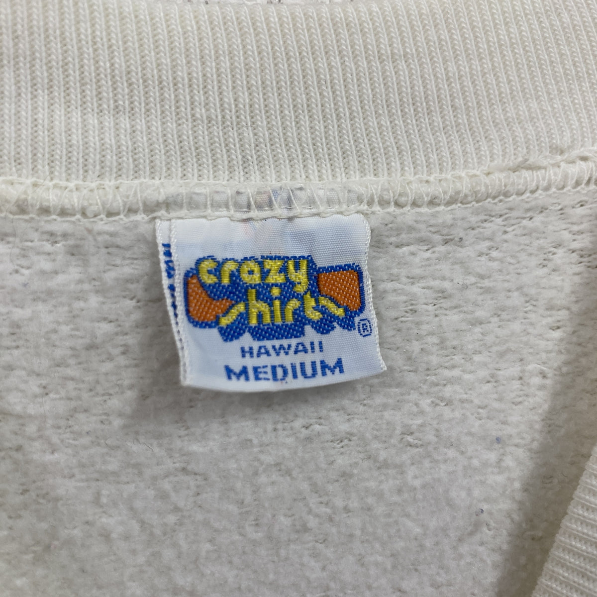 80s～　Crazy Shirts　クレイジーシャツ　スウェット/トレーナー　ラグランスリーブ　ヴィンテージ　白　ホワイト　Mサイズ スウェットトップス メンズ コットン 古着