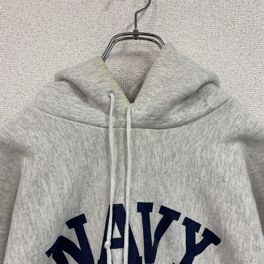 90s　U.S. NAVAL ACADEMY STORE　スウェットパーカー/フーディー　NAVY　霜降りグレー ヴィンテージ トレーナー スウェットトップス フード付き 古着