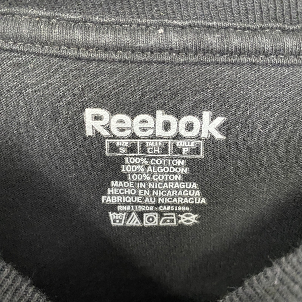Reebok　リーボック　半袖クルーネックプリントTシャツ　スーパーボウル　黒　ブラック　Sサイズ　古着