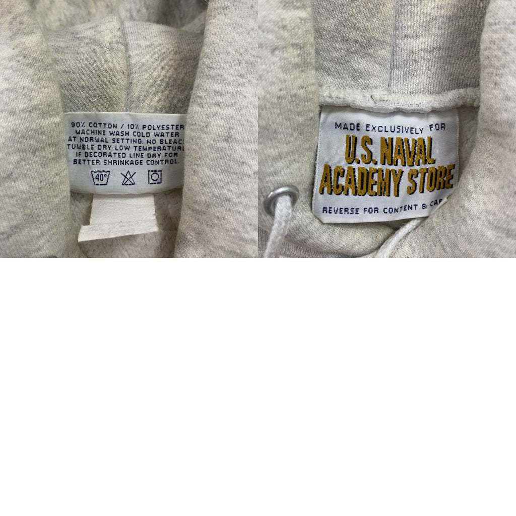 90s　U.S. NAVAL ACADEMY STORE　スウェットパーカー/フーディー　NAVY　霜降りグレー ヴィンテージ トレーナー スウェットトップス フード付き 古着