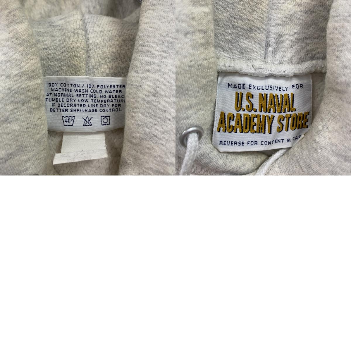 90s　U.S. NAVAL ACADEMY STORE　スウェットパーカー/フーディー　NAVY　霜降りグレー ヴィンテージ トレーナー スウェットトップス フード付き 古着