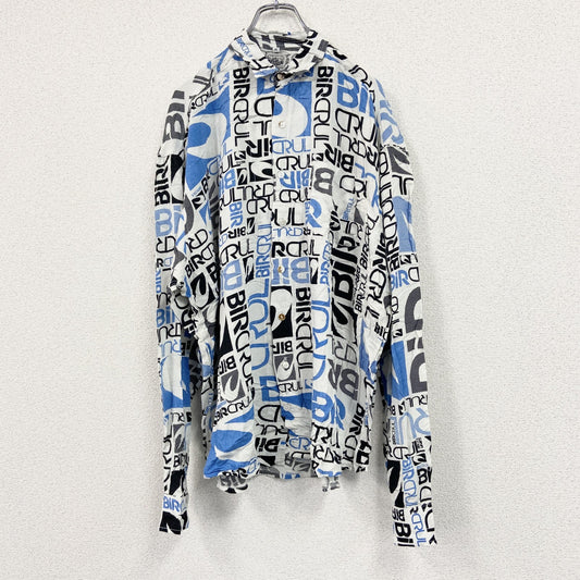 CARDCHE　長袖総柄デザインシャツ　マルチカラー　白　ホワイト　Mサイズ