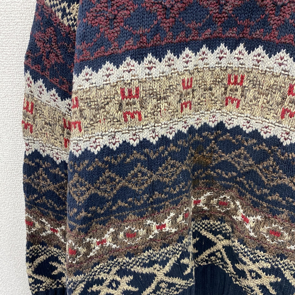 ～90s　GANT　COOGI風コットンニットセーター　3Dニット　総柄　マルチカラー　ヴィンテージ　Mサイズ　古着