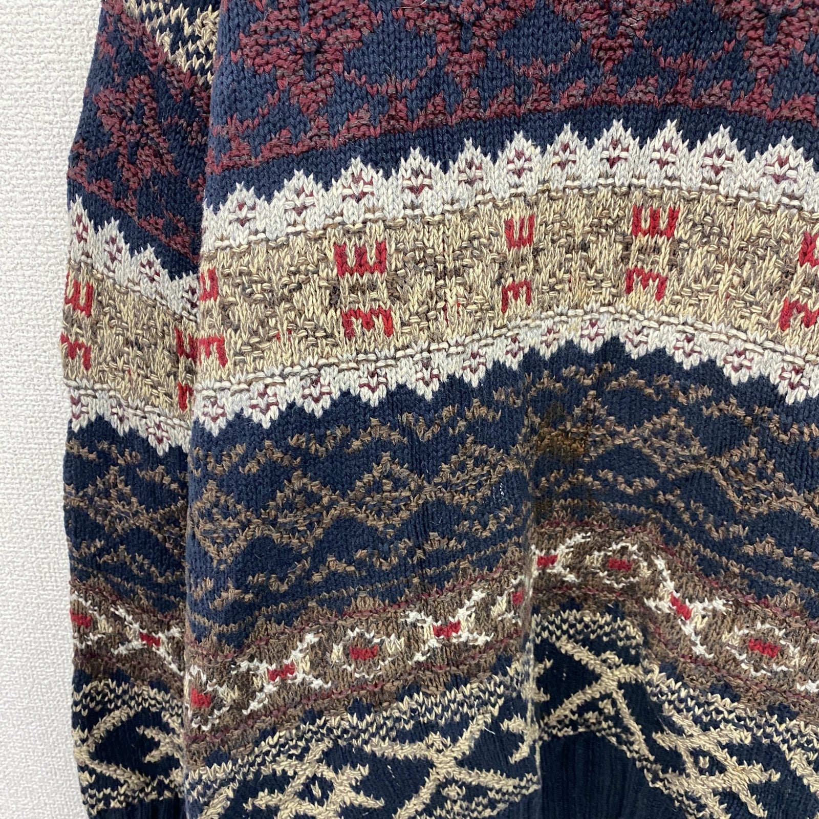 ～90s　GANT　COOGI風コットンニットセーター　3Dニット　総柄　マルチカラー　ヴィンテージ　Mサイズ　古着