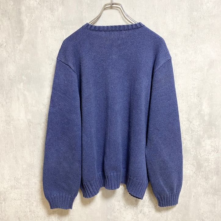 古着 used　PolobyRalphLauren　ポロバイラルフローレン　長袖クルーネックニット　セーター　ネイビー　XLサイズ