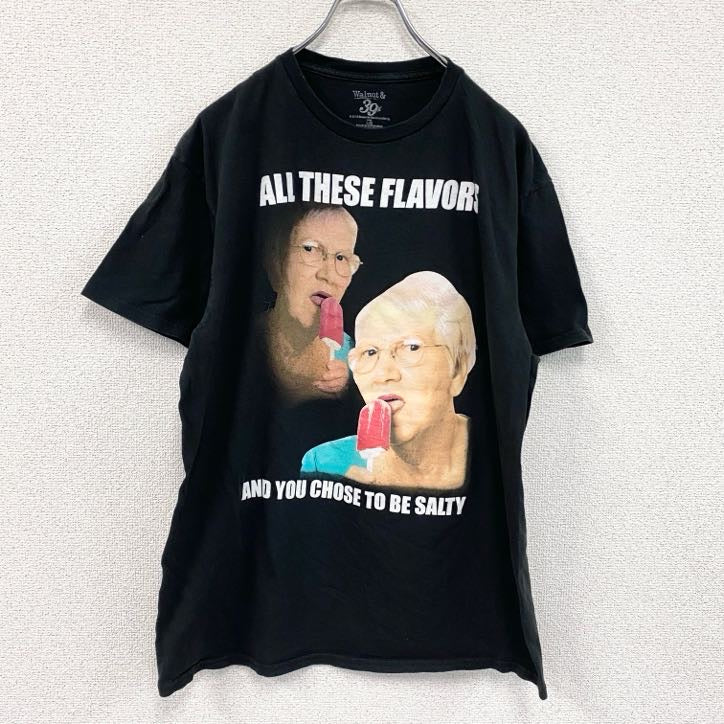 Walnut&39th　半袖プリントTシャツ　人物T　おばあちゃんT　黒　ブラック　Lサイズ　古着