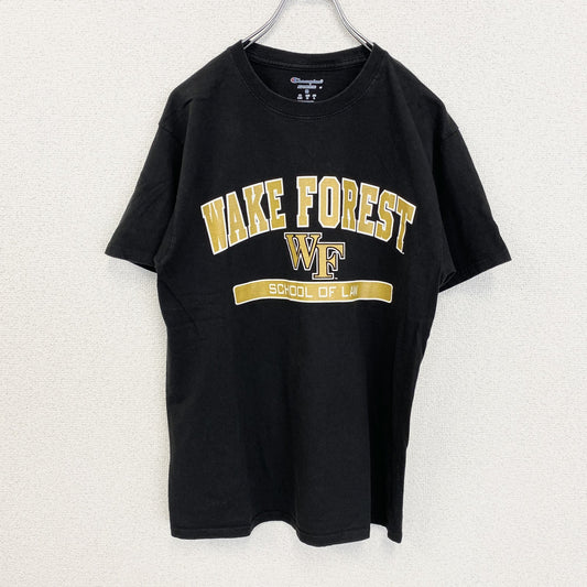 古着 used　Champion　チャンピオン　半袖カレッジプリントTシャツ　ウェイクフォレスト大学　黒　ブラック　Mサイズ