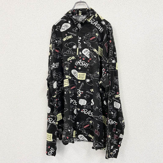 CARDCHE　長袖総柄デザインシャツ　スヌーピー　黒　ブラック　2XLサイズ