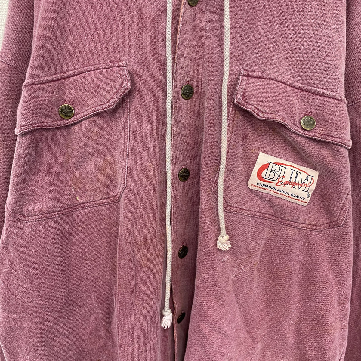 90s　PREMIUB.U.M. Equipment　フルボタンスウェットパーカー/フーディー　2つポケット　赤　レッド　Mサイズ　　ヴィンテージ　古着