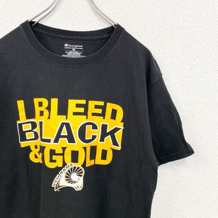 Champion　チャンピオン　半袖クルーネックプリントTシャツ　BLACK＆GOLD　バスケ　黒　ブラック　Mサイズ　古着