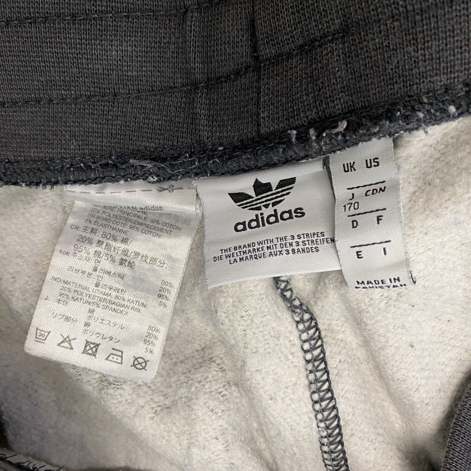 adidas　アディダス　スウェットパンツ　トレフォイルロゴ　刺繍ロゴ　迷彩柄　カモフラ　灰色　グレー　170サイズ　古着
