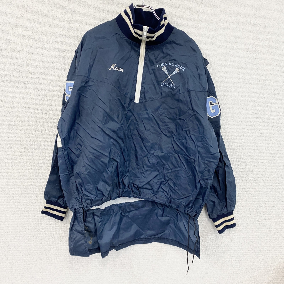 80s～　Birdie　ハーフジッププルオーバージャケット　ヴィンテージ　紺　ネイビー　XLサイズ　古着
