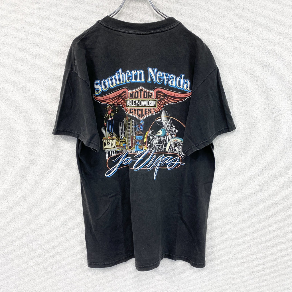HARLEY DAVIDSON　ハーレーダビッドソン　半袖プリントTシャツ　黒　ブラック　Lサイズ　古着