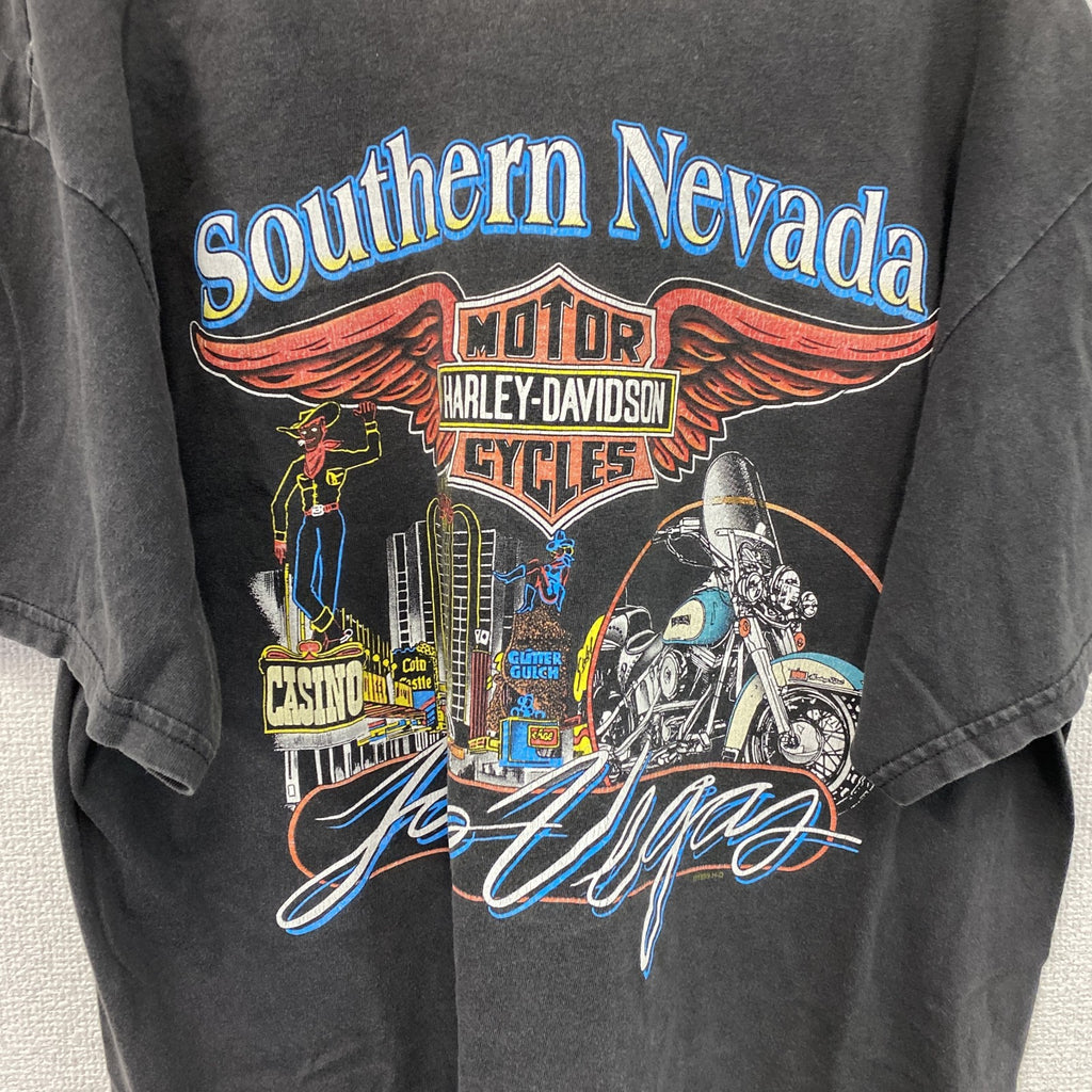 HARLEY DAVIDSON　ハーレーダビッドソン　半袖プリントTシャツ　黒　ブラック　Lサイズ　古着