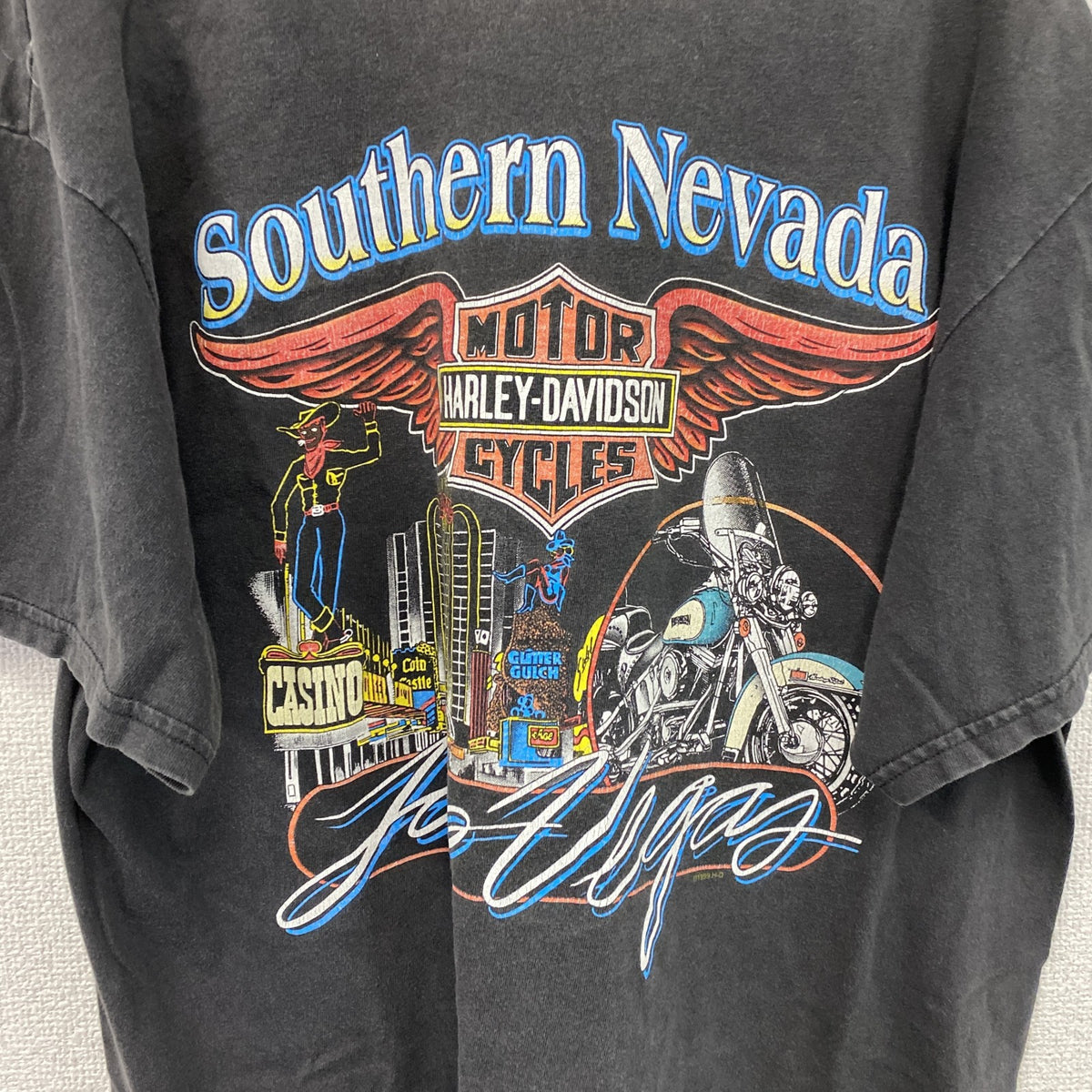 HARLEY DAVIDSON　ハーレーダビッドソン　半袖プリントTシャツ　黒　ブラック　Lサイズ　古着
