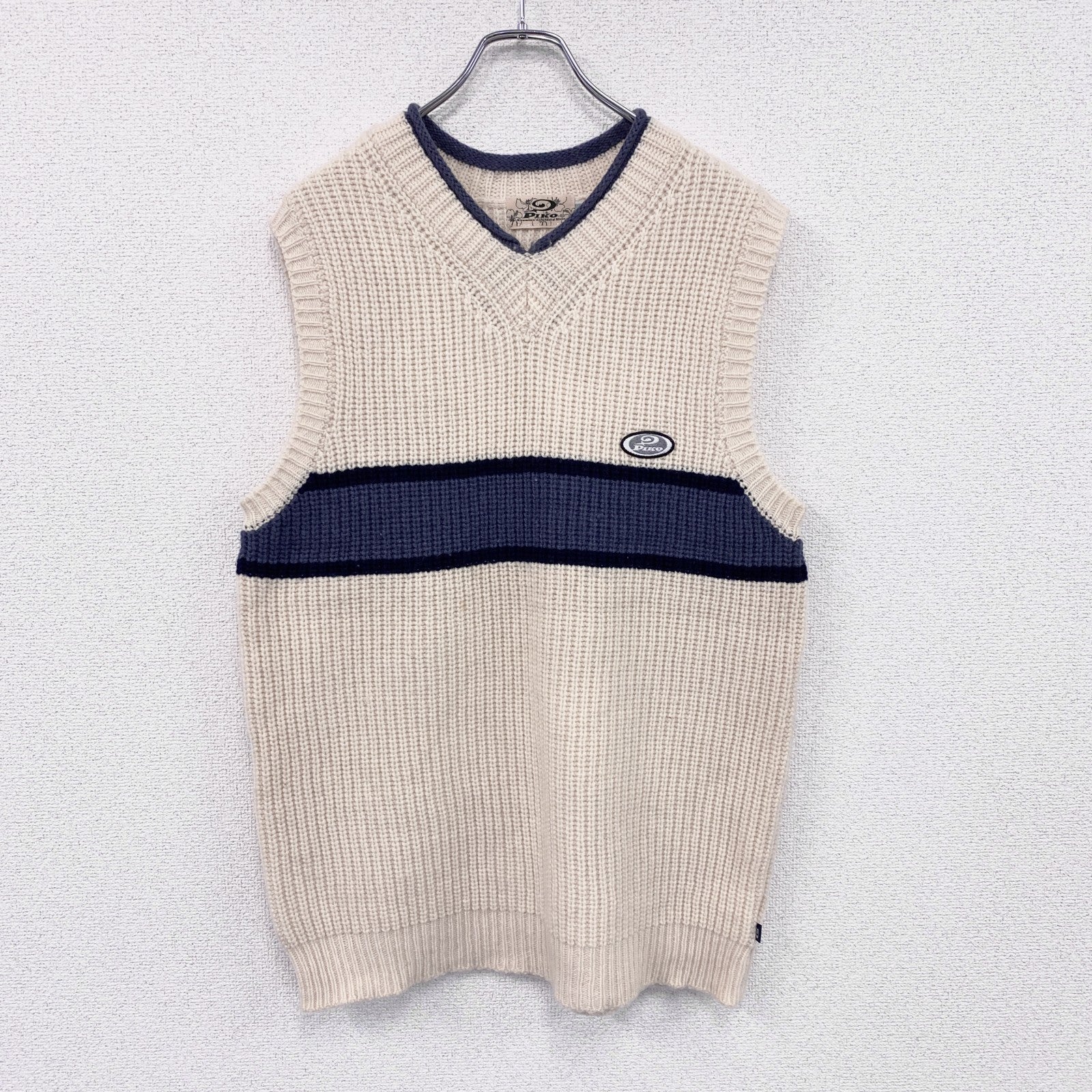 00s～　PIKO　ピコ　ウールニットベスト　ヴィンテージ　ベージュ　Lサイズ　古着