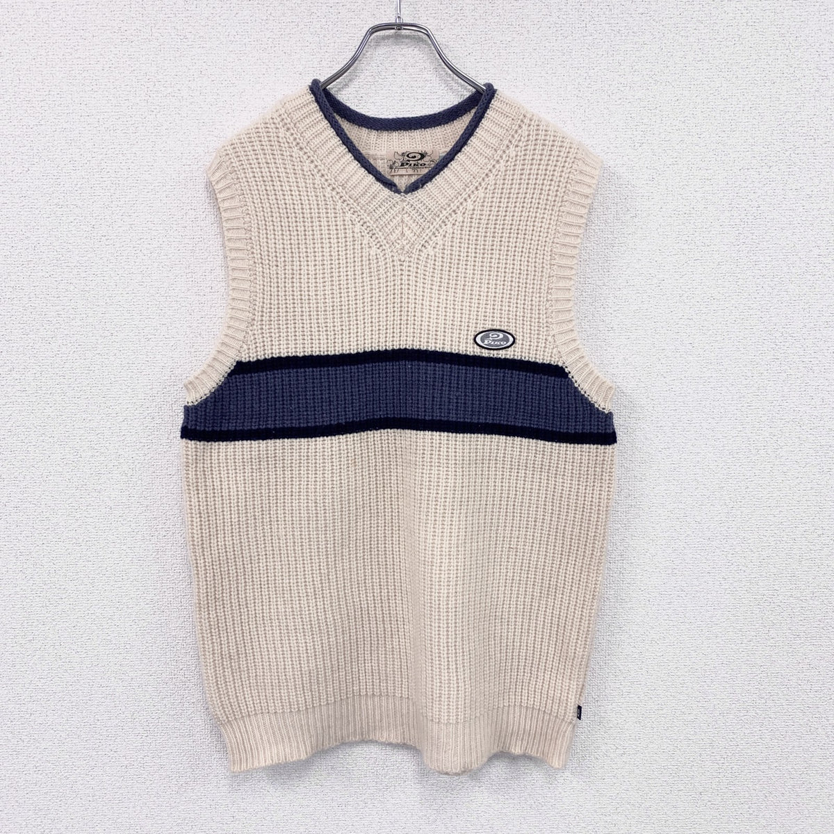 00s～　PIKO　ピコ　ウールニットベスト　ヴィンテージ　ベージュ　Lサイズ　古着
