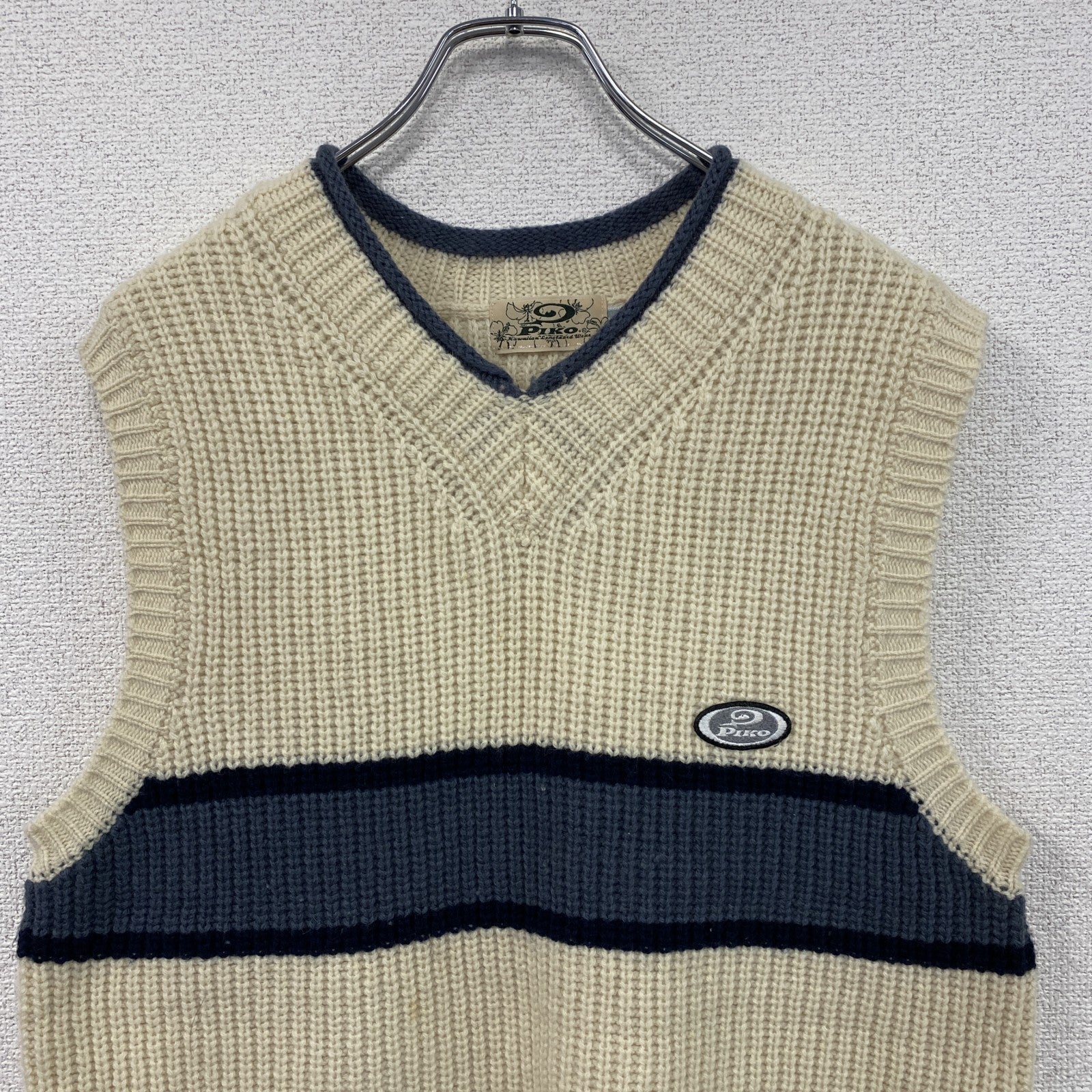 00s～　PIKO　ピコ　ウールニットベスト　ヴィンテージ　ベージュ　Lサイズ　古着