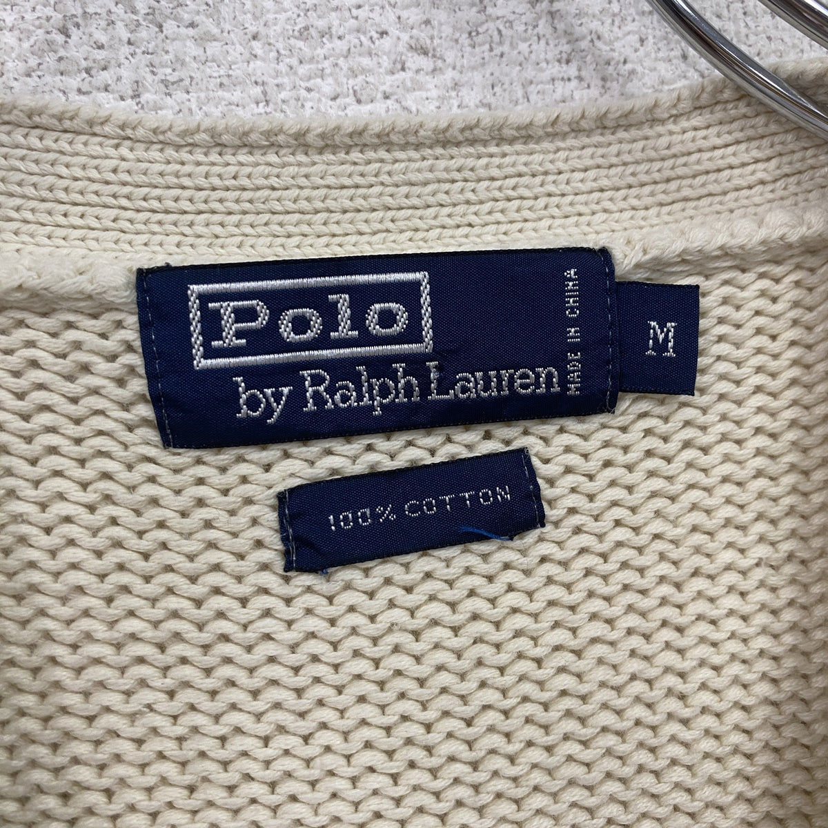 Polo by Ralph Lauren　ラルフローレン　コットンニットベスト　アイボリー　Mサイズ　古着