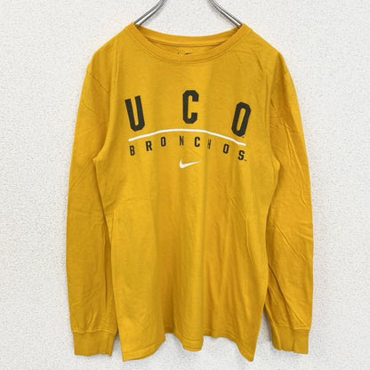 古着 used　THE NIKE TEE　ナイキ　長袖クルーネックプリントTシャツ　ロンT　UCO BRONCHOS　黄色　