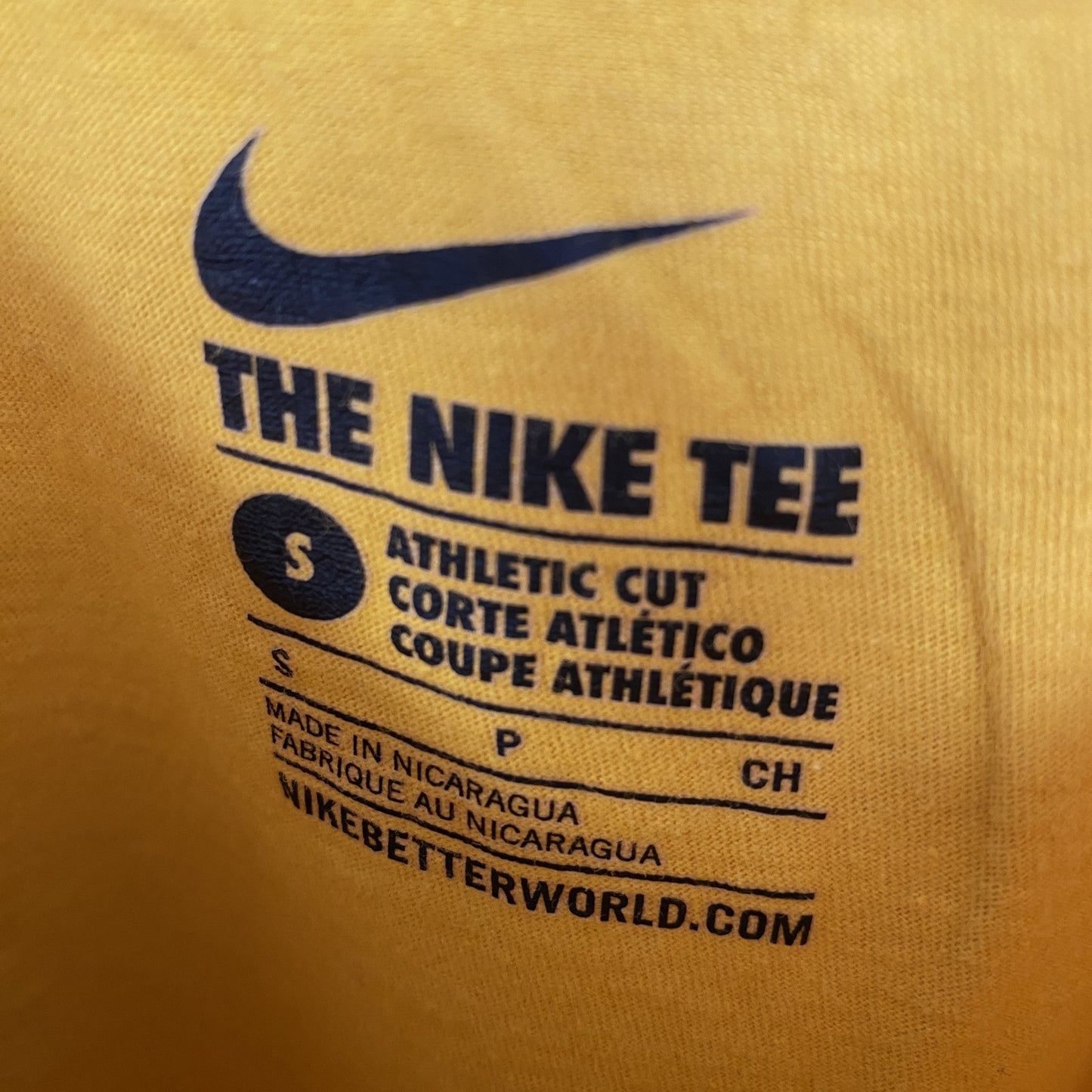 古着 used　THE NIKE TEE　ナイキ　長袖クルーネックプリントTシャツ　ロンT　UCO BRONCHOS　黄色　