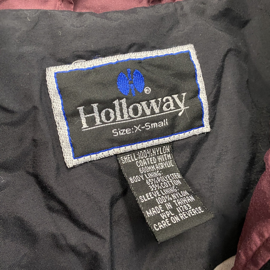 90s　Holloway　フルジップナイロンジャケット　ヴィンテージ　朱色　ボルドー　XSサイズ　古着