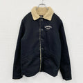 Subciety　サブサエティ　フリースジャケット/ボアデッキジャケット　アーチプリント　黒　ブラック　Mサイズ　古着