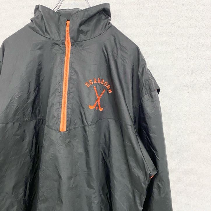 BOATHOUSE　長袖ハーフジップ刺繍ナイロンジャケット　FIELDHOCKEY　ビッグシルエット　XLサイズ　古着