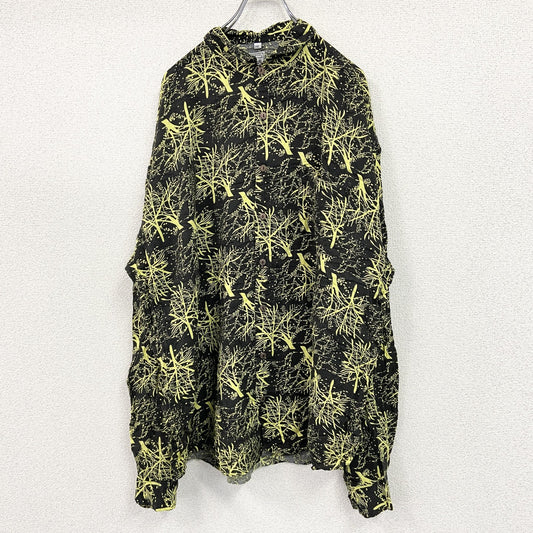 CARDCHE　長袖総柄デザインシャツ　黒　ブラック　2XLサイズ