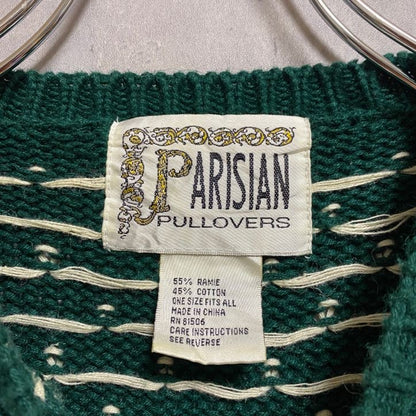 古着 used　PARISIAN　長袖ノルディック柄ニット　セーター　トナカイ　緑　グリーン　秋冬服　オーバーサイズ　XLサイズ