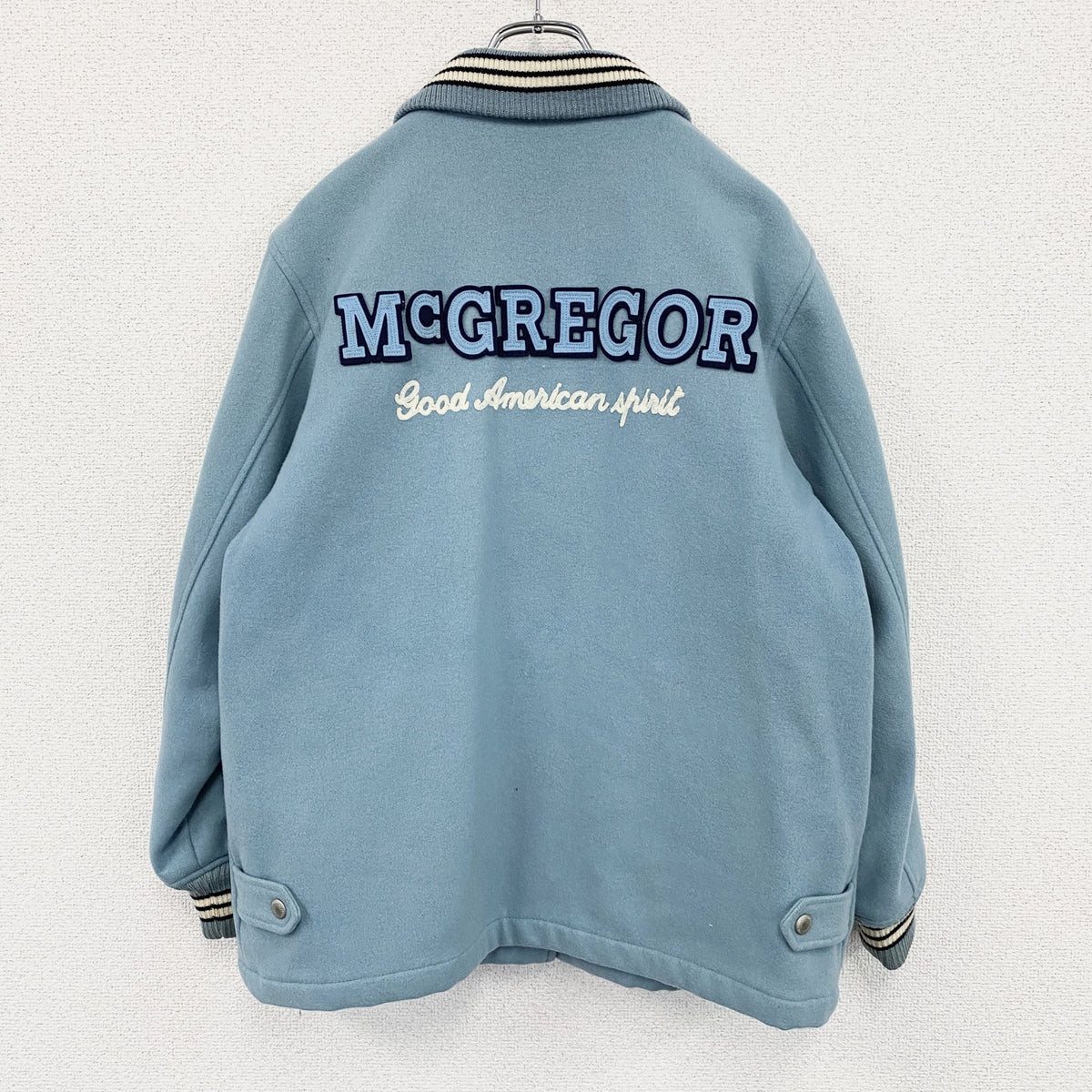 McGREGOR　マックレガー　スタジャン/スタジアムジャケット　ワッペン　中綿入り　水色　ライトブルー　Mサイズ　古着