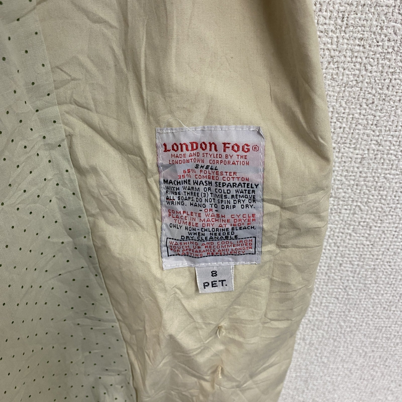 LONDON FOG　ロンドンフォグ　ダブルトレンチコート　水玉　ベージュ　8サイズ　古着