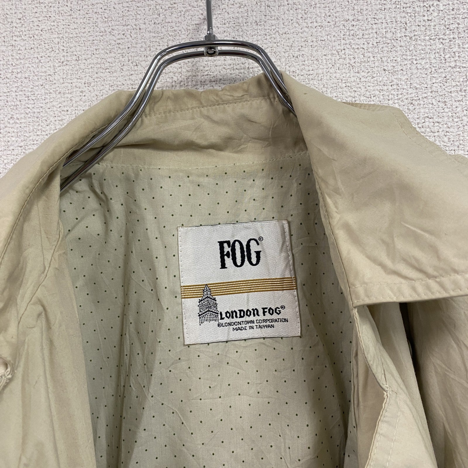 LONDON FOG　ロンドンフォグ　ダブルトレンチコート　水玉　ベージュ　8サイズ　古着
