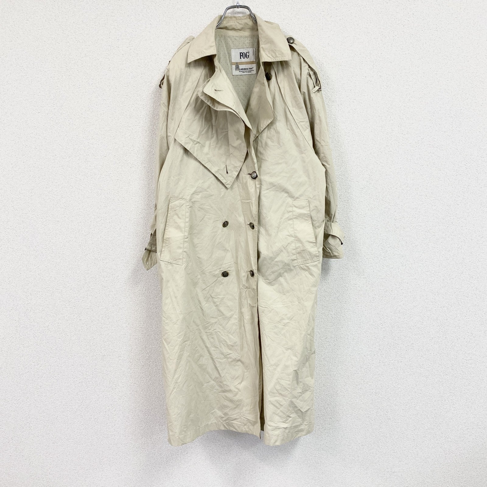 LONDON FOG　ロンドンフォグ　ダブルトレンチコート　水玉　ベージュ　8サイズ　古着