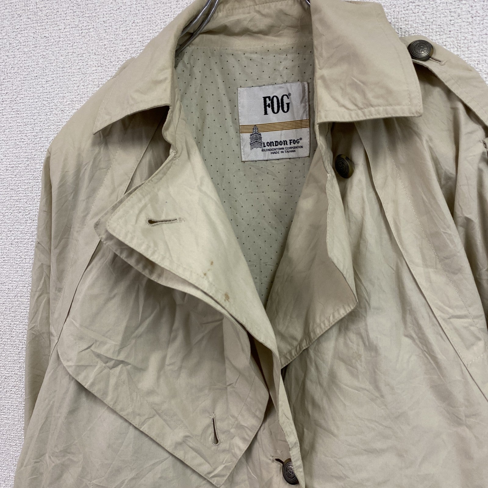 LONDON FOG　ロンドンフォグ　ダブルトレンチコート　水玉　ベージュ　8サイズ　古着