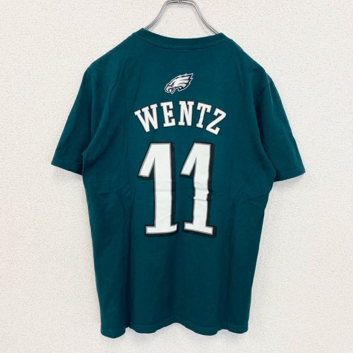 NFL　半袖クルーネックプリントTシャツ　EAGLES　イーグルス　背番号　メキシコ製　緑　グリーン　XLサイズ　古着